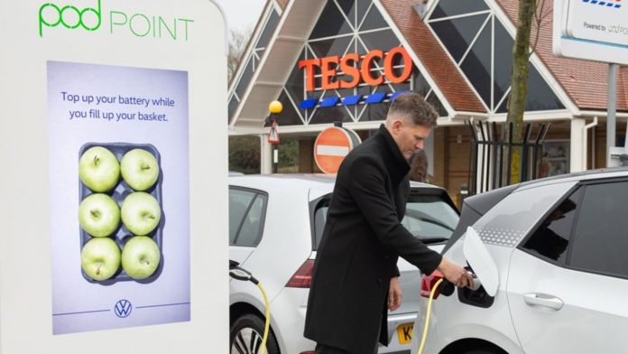 Tesco electric car charging point